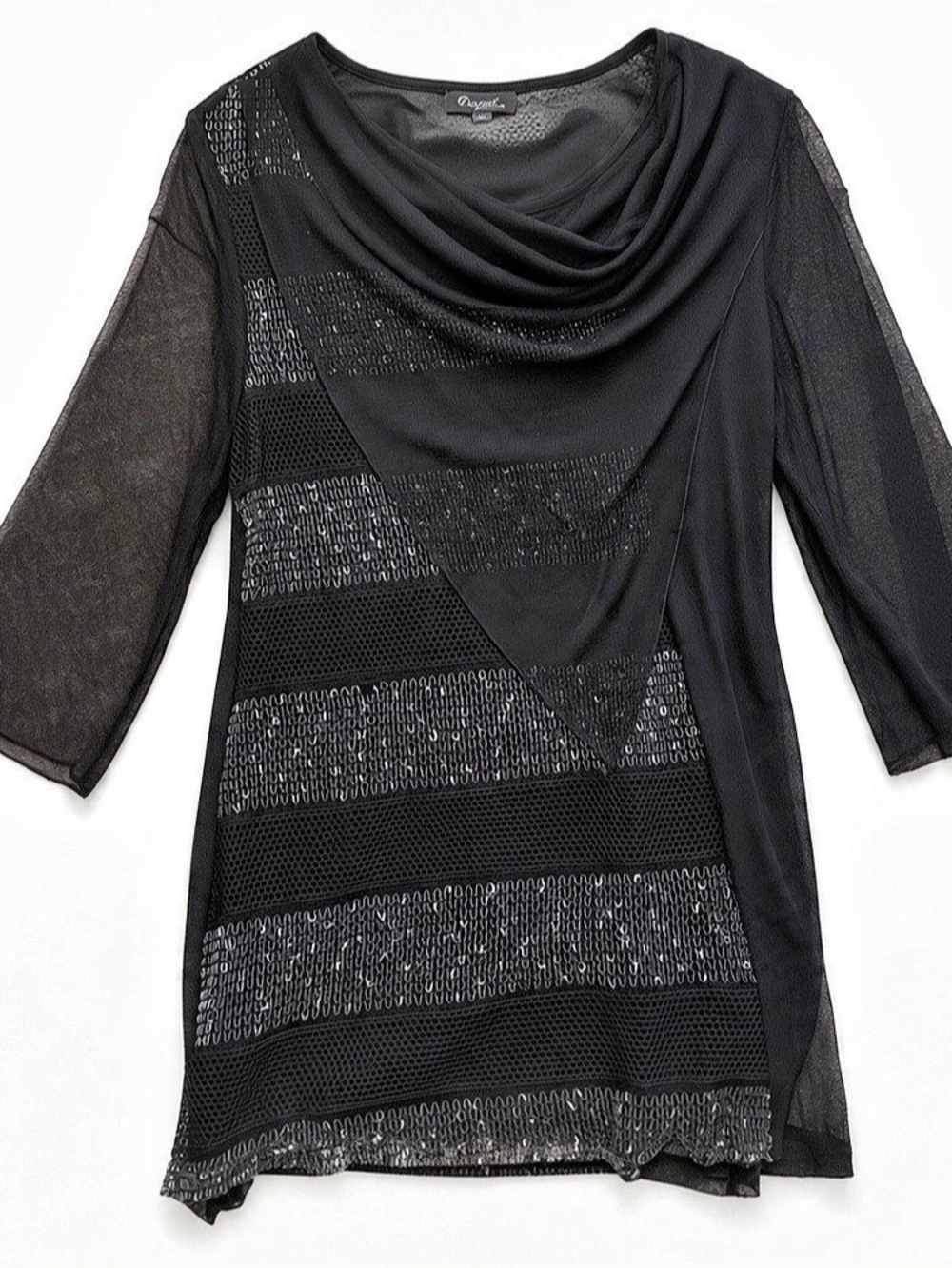 Papa Women's Black Geometric Tunic XL Like New